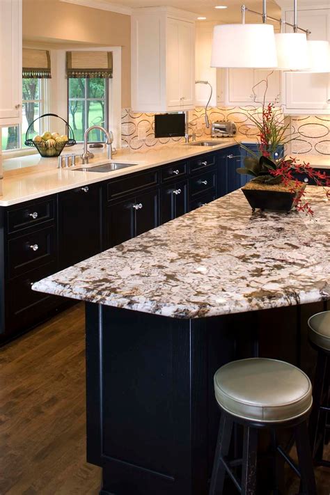 white quartz countertops black cabinets